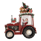 Kerstdecoratie tractor met LED en muziek 21x13x25 cm rood