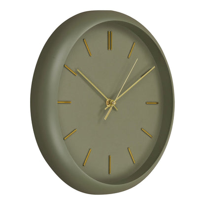 Wandklok 30 cm groen goud geruisloos