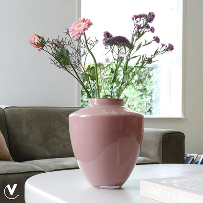 Vaas glas pastel roze Ø24.5x29 cm