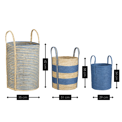 Plantenmand set blauw 3 stuks Ø29-35 cm