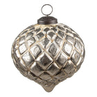 Kerstbal 12x12x12 cm glas beige