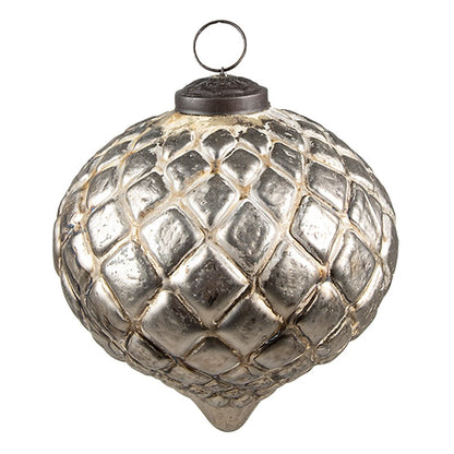 Kerstbal 12x12x12 cm glas beige