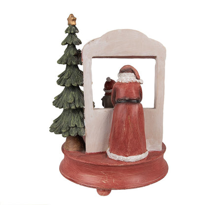 Muziekdoos Kerstman 24 cm rood polyresin hout