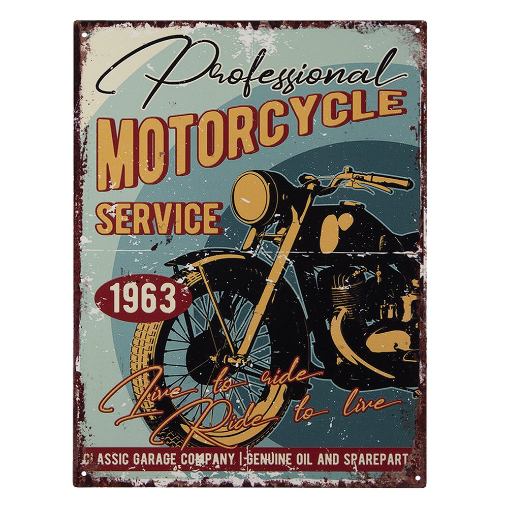 Metal Wall Sign 25x33 cm Blue Yellow