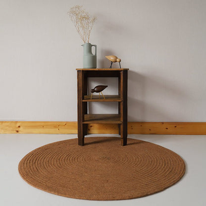 Vloerkleed rond 140 cm wol katoen toffeebruin
