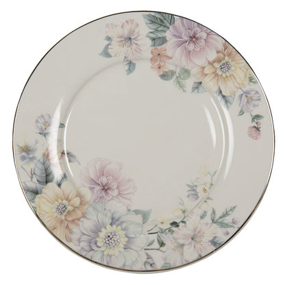 Dinerbord Ø 26 cm beige roze bloemen porselein