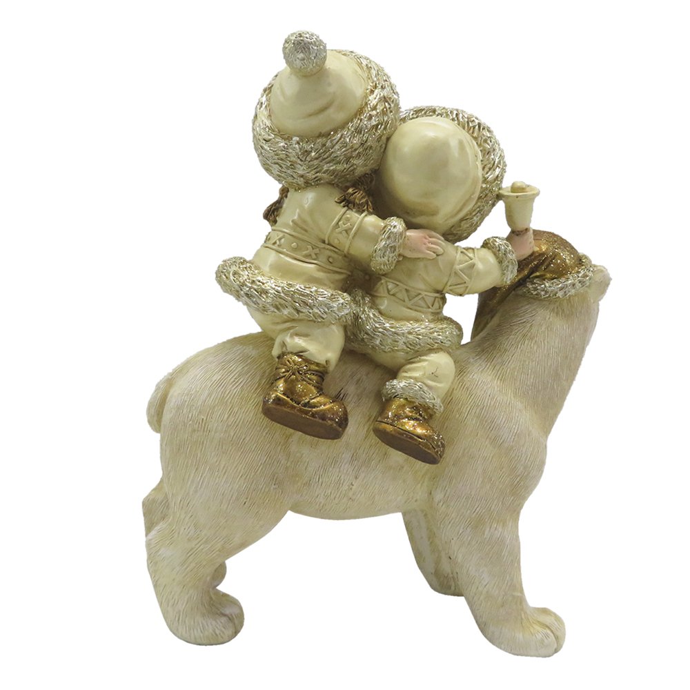 Figurine Children 13x7x15 cm Beige Gold Polyresin Christmas Decoration