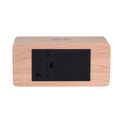 Wekker retro hout beige 17x8 cm met LED-licht