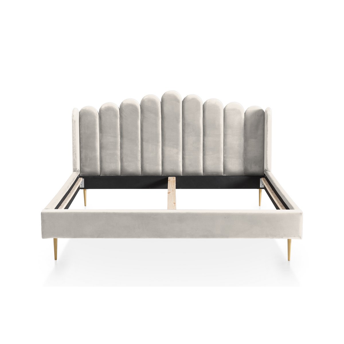 Bed 140x200 cm fluweel beige goud
