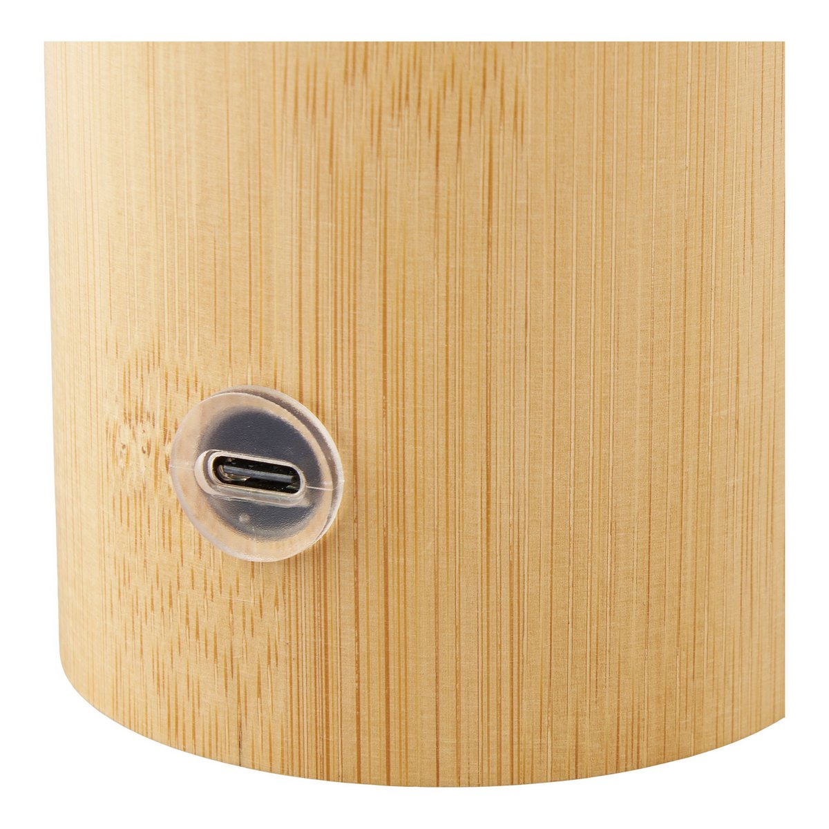 Tafellamp bamboe metaal PE oplaadbaar naturel wit 13,5x13,5x18 cm