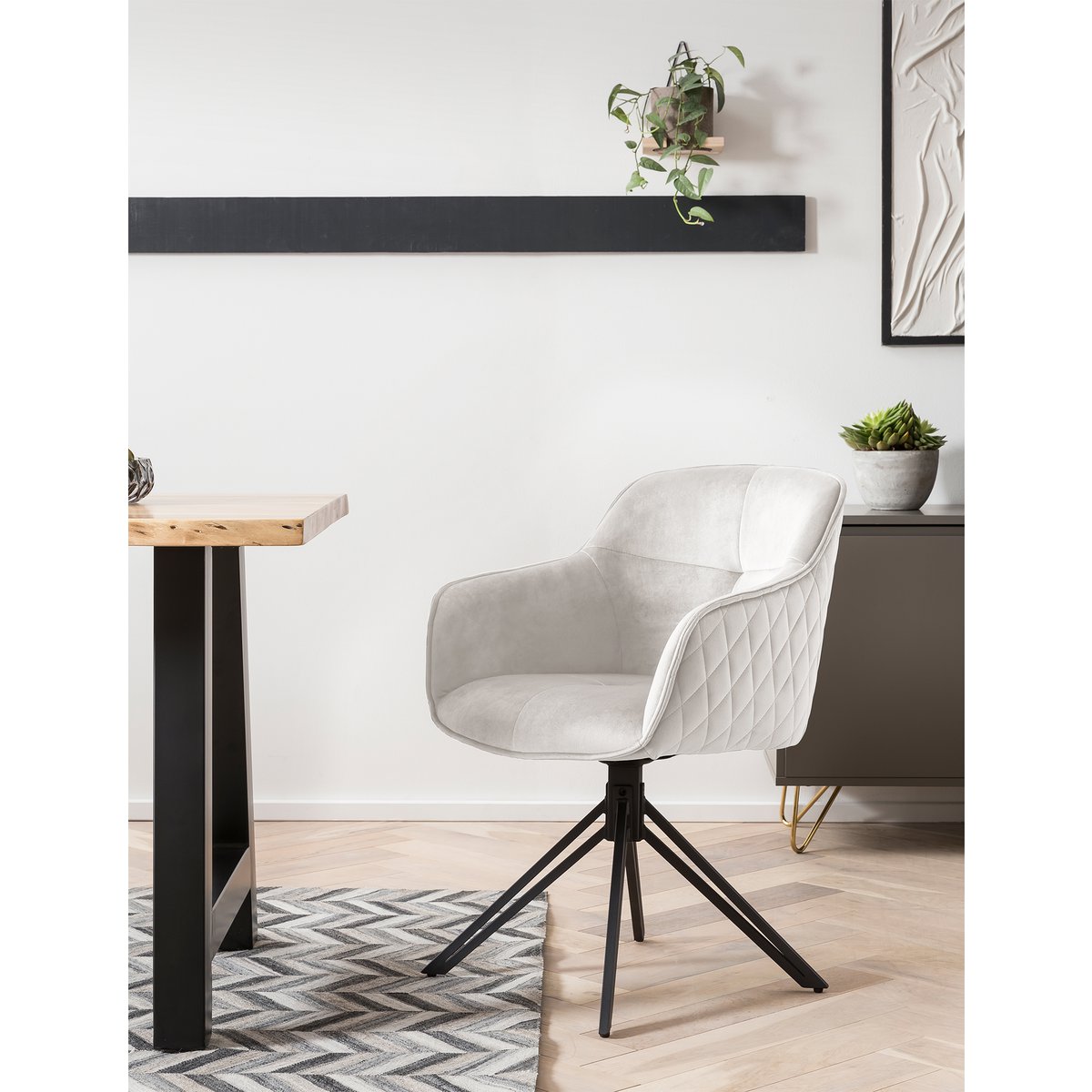Fauteuil beige 59x60x83 cm draaibaar