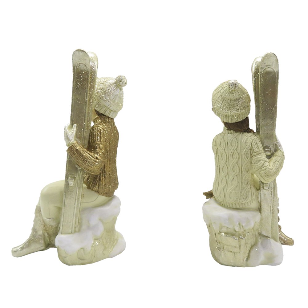 Beeldjes set kinderen 18 cm beige goudkleurig kunststof