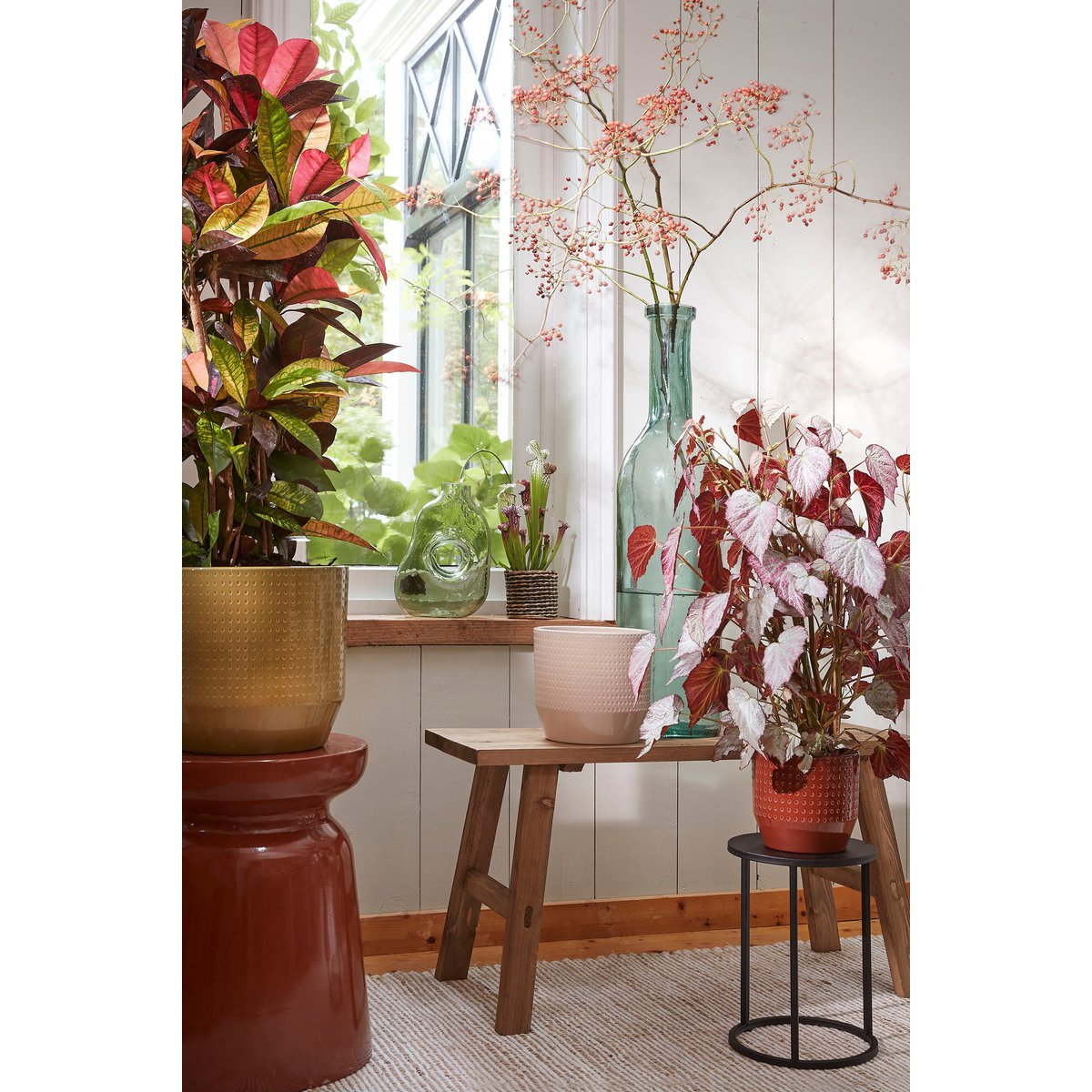 Fles vaas 100 cm gerecycled glas transparant