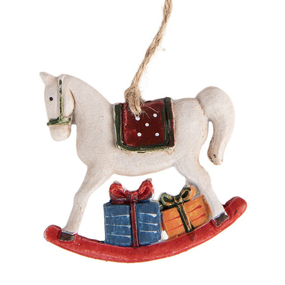 Kersthanger Hobbelpaard 7x1x7 cm Wit Kunststof