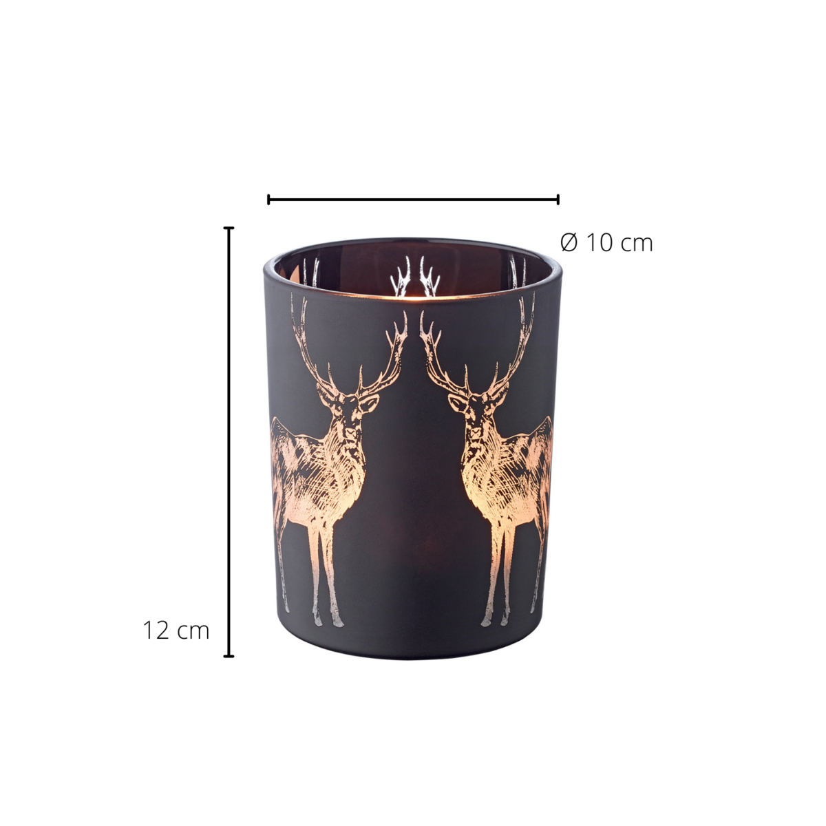 Theelichthouder glas mat zwart 13 cm