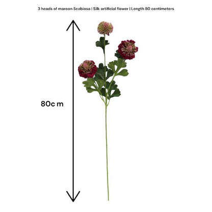 Kunstbloem Scabiosa 80 cm rood 2 stuks