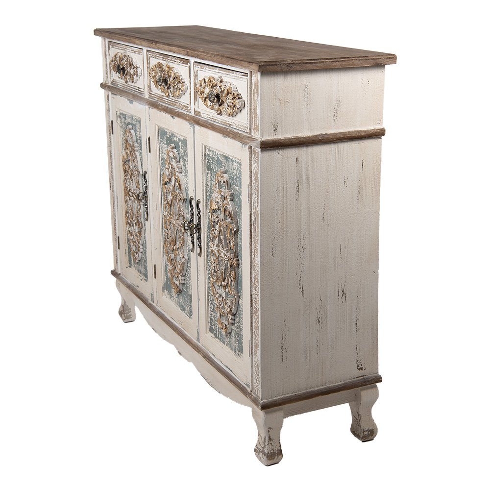 Dressoir hout 126x40x112 cm wit bruin