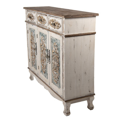 Dressoir hout 126x40x112 cm wit bruin