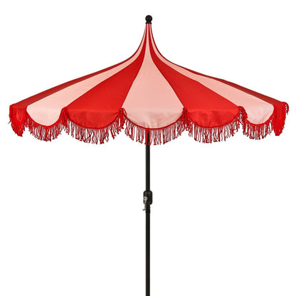 Parasol 235 cm rood met franjes