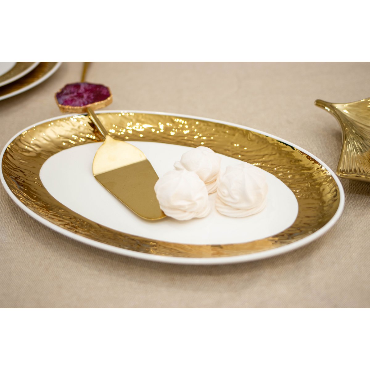 Ovaal gerecht 36,5 cm wit goud porselein