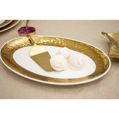 Ovaal gerecht 36,5 cm wit goud porselein