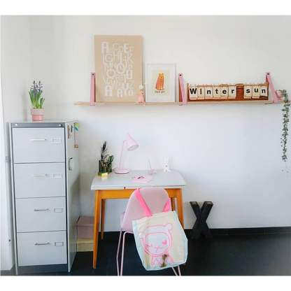 Leren plankdragers oud roze set van 2