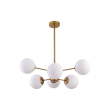 Hanglamp Gina 6-lichts messing wit goud