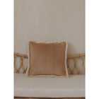 Soft velvet cushion "Caramel" with fringes