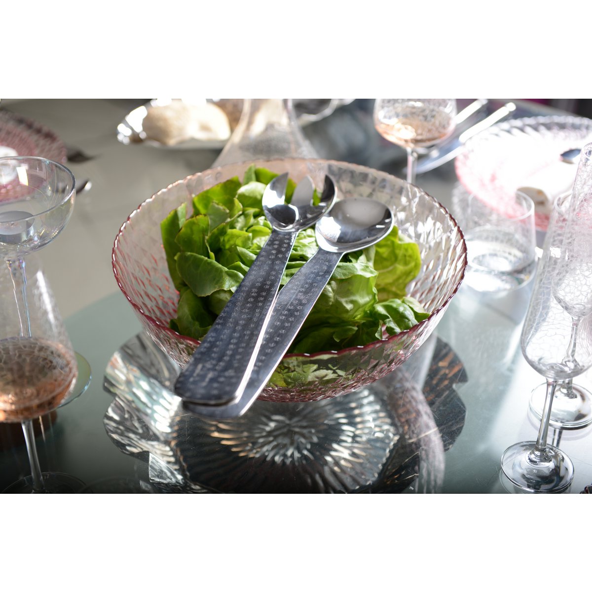 Saladekapje 35 cm roestvrij staal zilver
