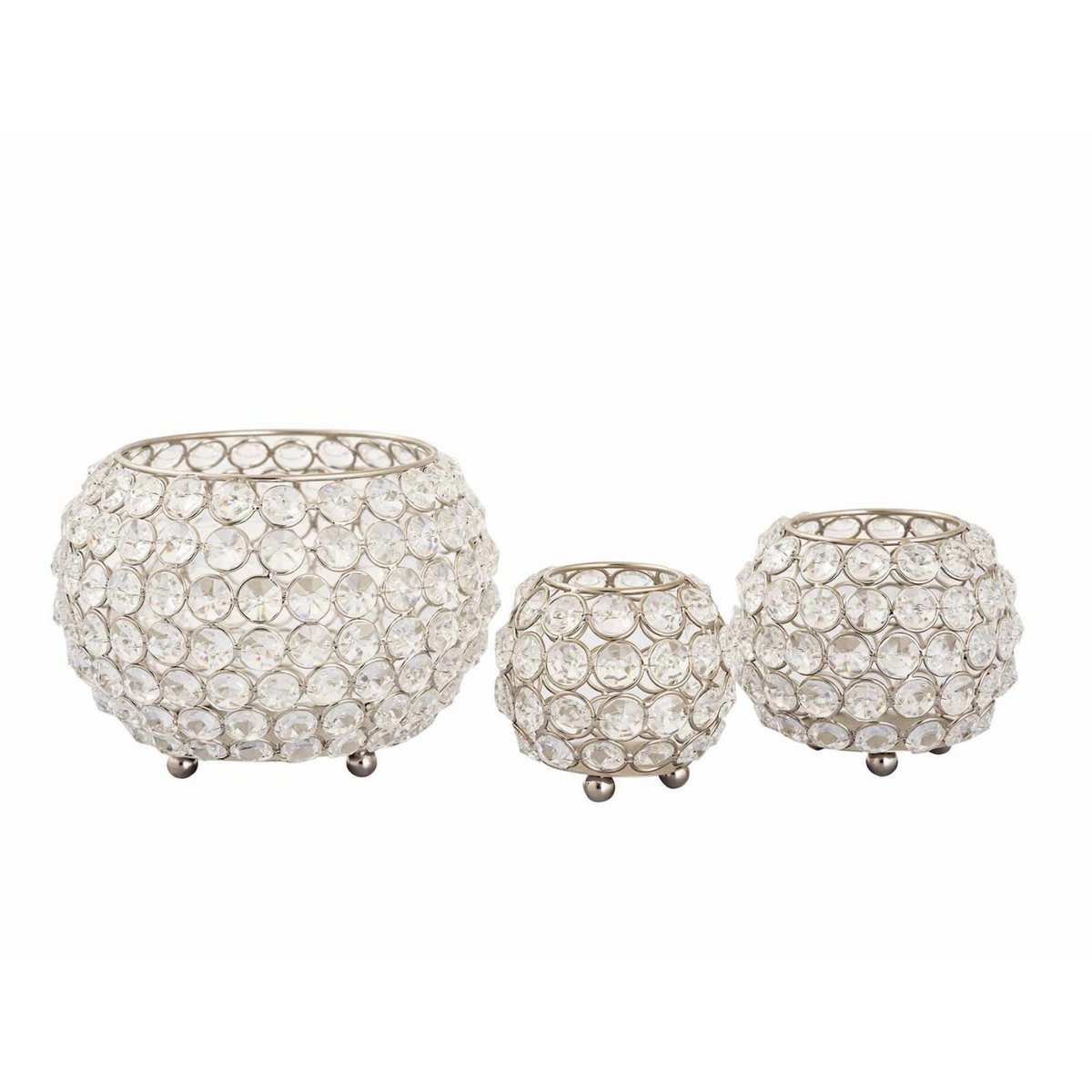 Tealight houder set 3 delig kristal goud zilver