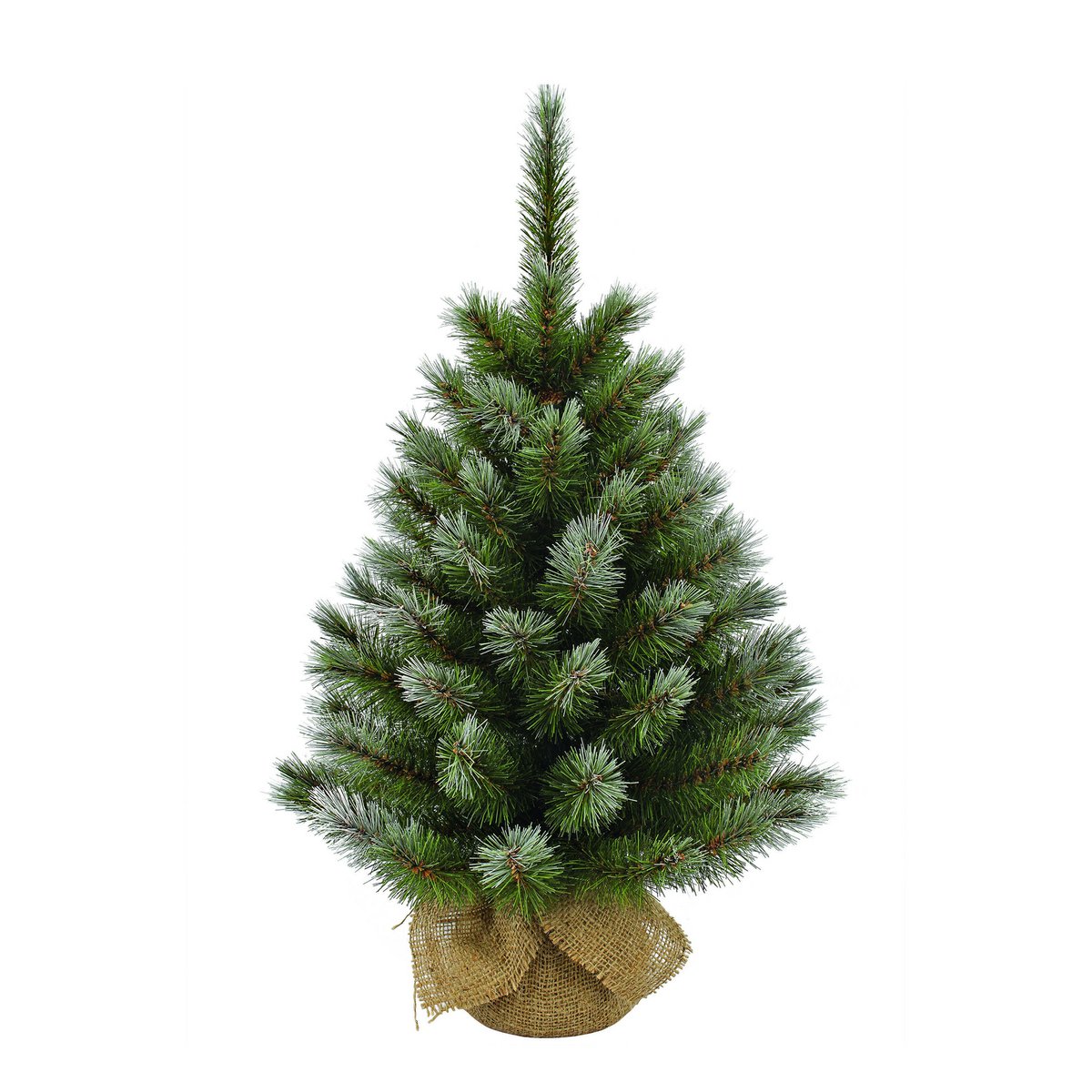 Kunstkerstboom 90 cm groen frosted jutevoet