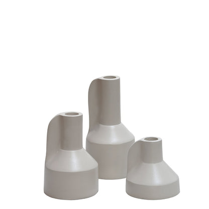 Vaasjes set van 3 ivory Ø9 cm staal