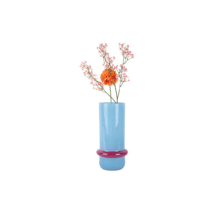 Vaas blauw glas 28 cm