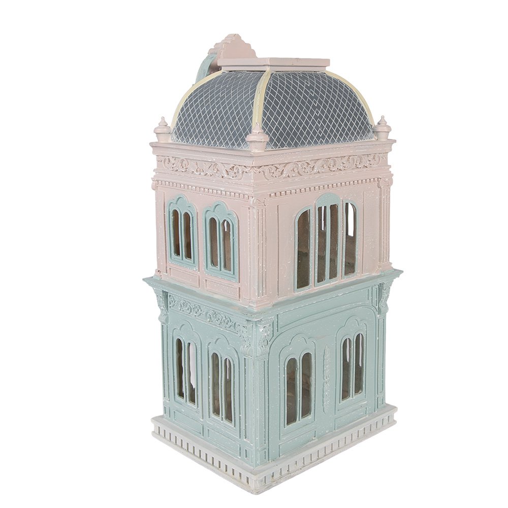Decoratie Beeld Huis 19x15x38 cm Blauw Kunststof