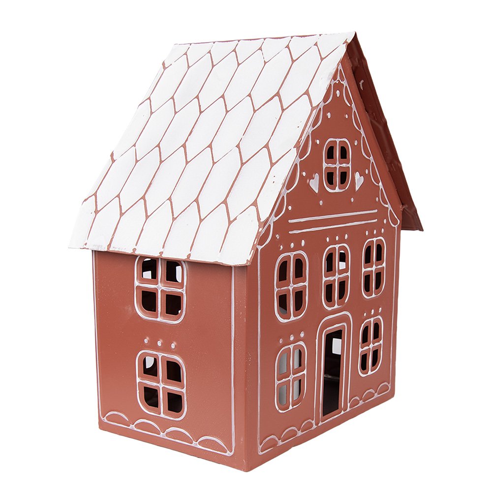Decoratie huis met LED 27x19x32 cm bruin metaal