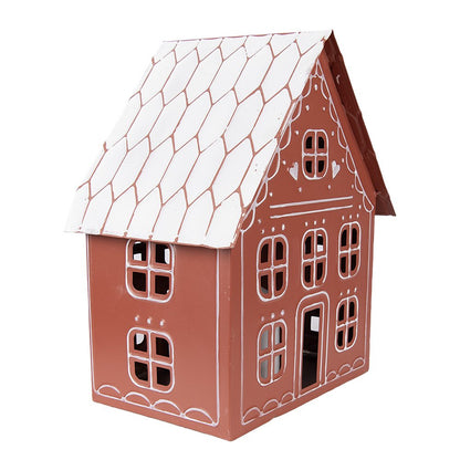 Decoratie huis met LED 27x19x32 cm bruin metaal