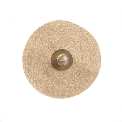 Wandlamp messing geweven gras 46x10 cm