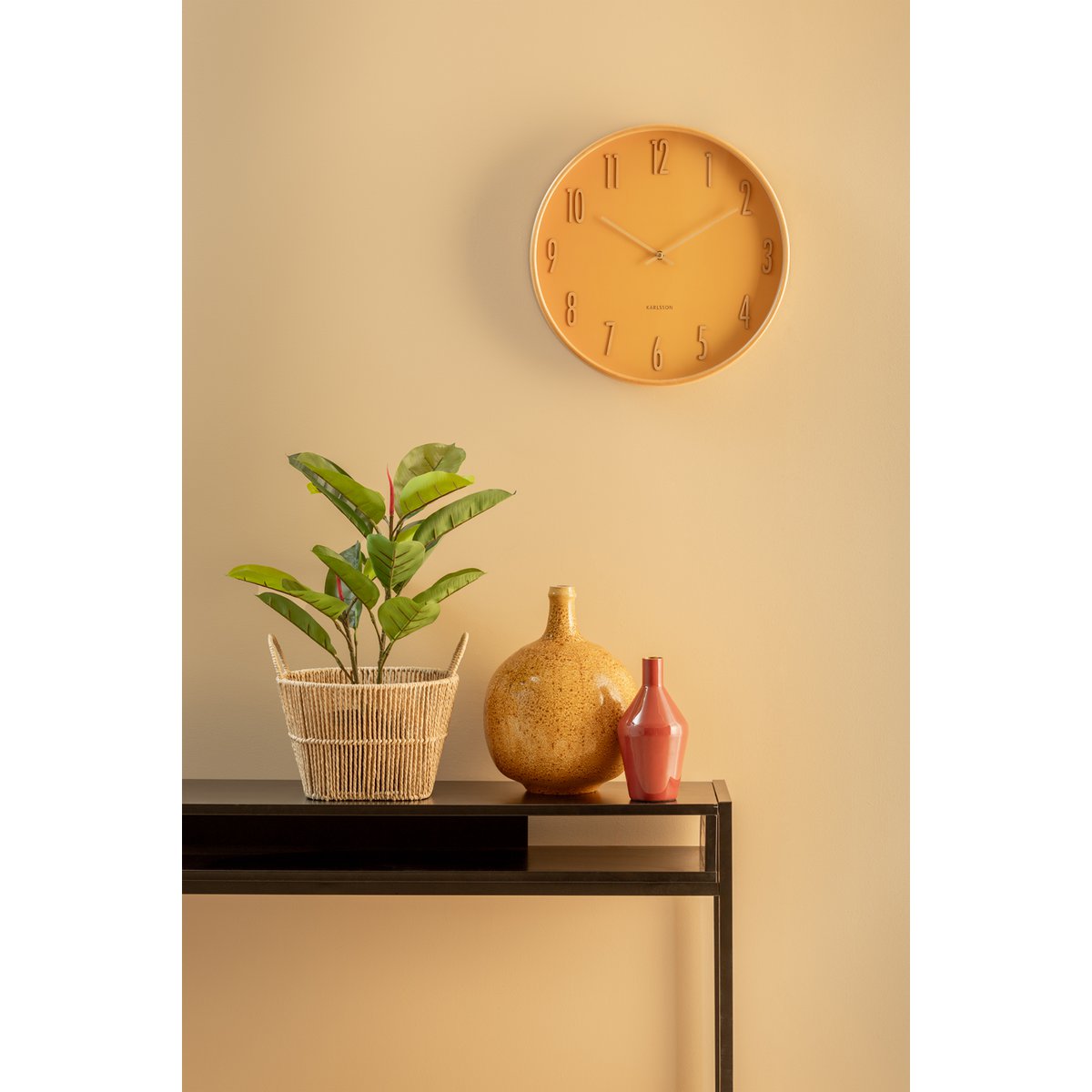 Wandklok 40 cm hout geel
