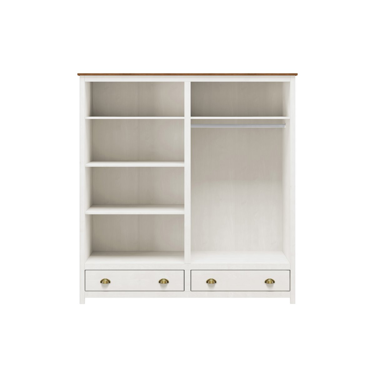 Kledingkast massief dennenhout 185x176x54 cm wit bruin