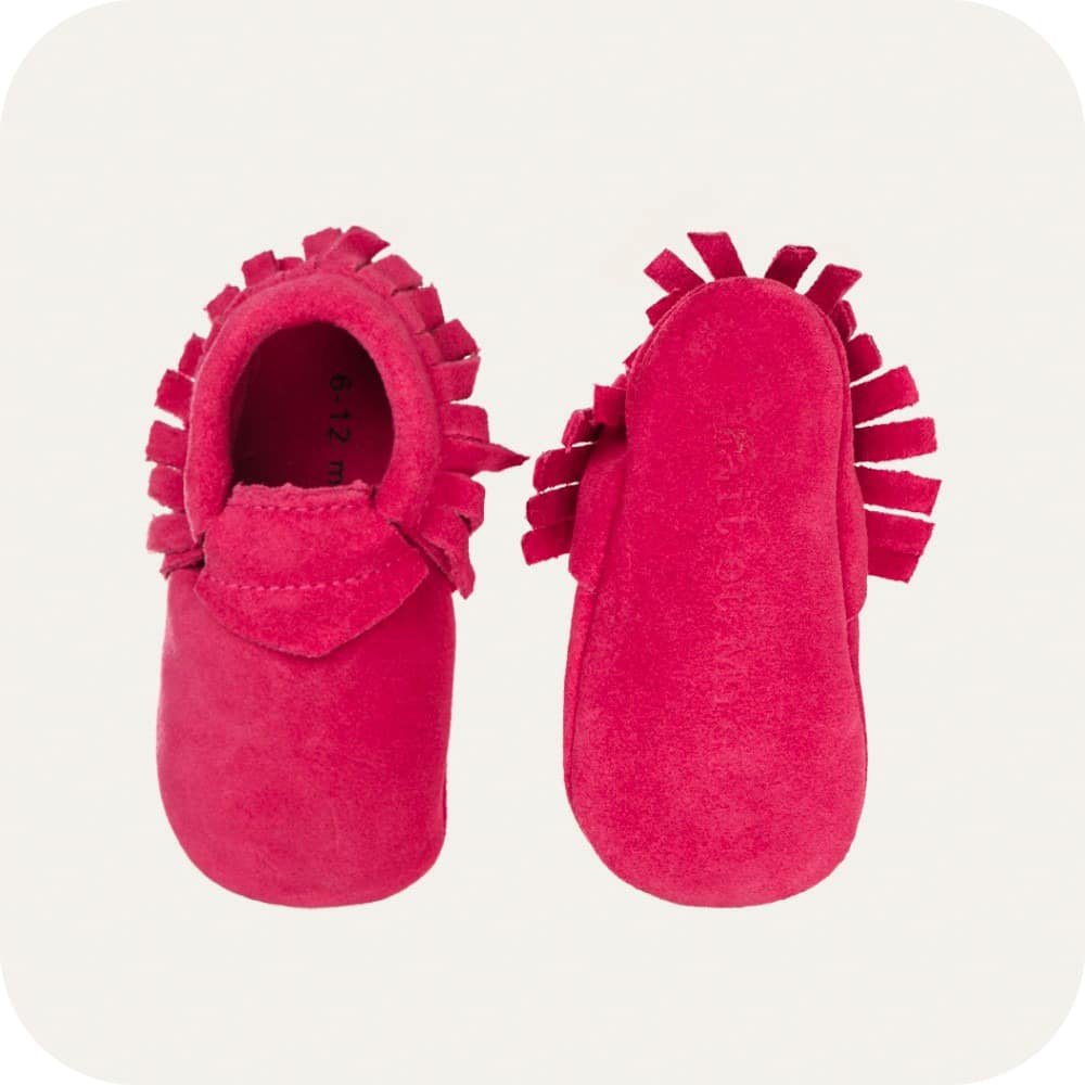 Babyslofjes suède mocassin effen roze
