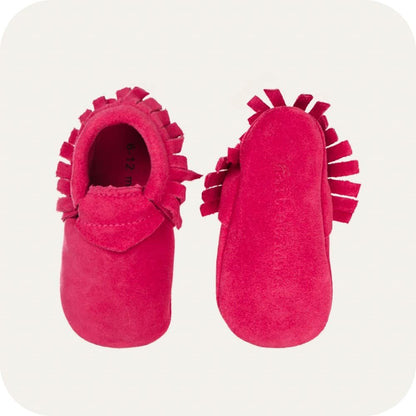Babyslofjes suède mocassin effen roze