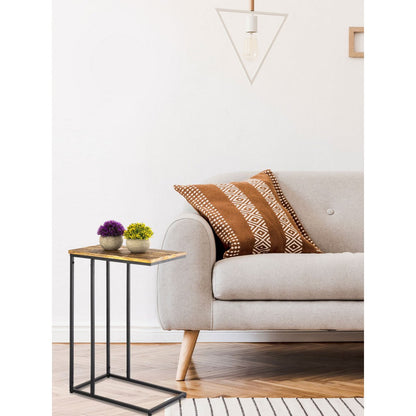 Bijzettafel Laptisch Hout 25x60x40 Duurzaam Metalen Frame