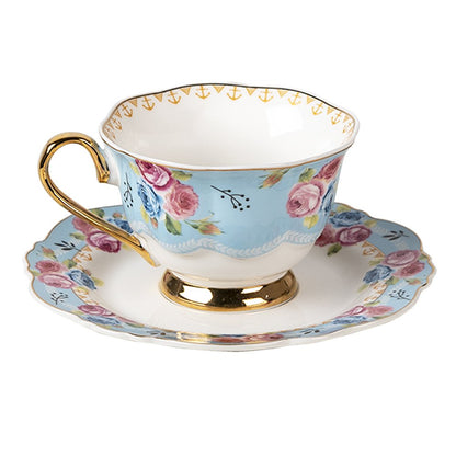 Kop en schotel 160 ml blauw wit bloemen