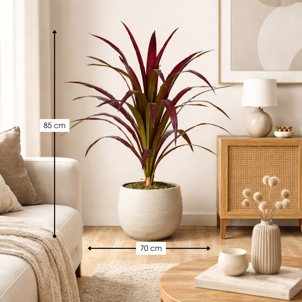 Kunstplant bananenboom 85 cm rood groen