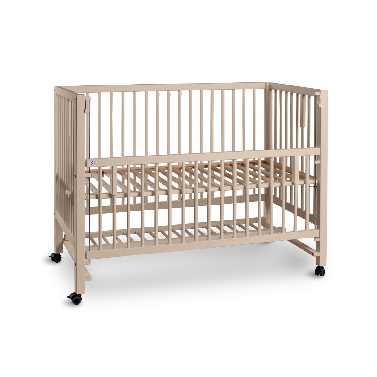Zijbed 120x60 cm massief hout beuken zijde beige