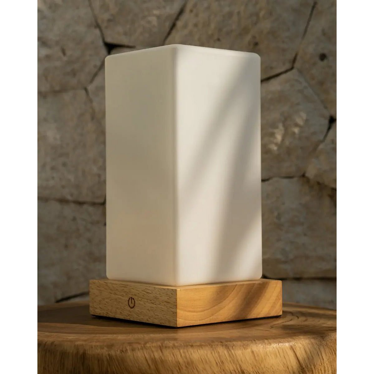 Tafellamp hout Ø12x24 cm IP44 oplaadbaar dimbaar