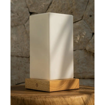 Tafellamp hout Ø12x24 cm IP44 oplaadbaar dimbaar