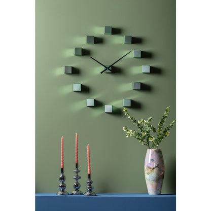 Wandklok 40 cm groen metallic plastic