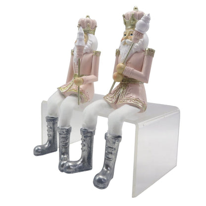 Notenkraker beeld set van 2 roze wit kunststof 6x6x12 cm