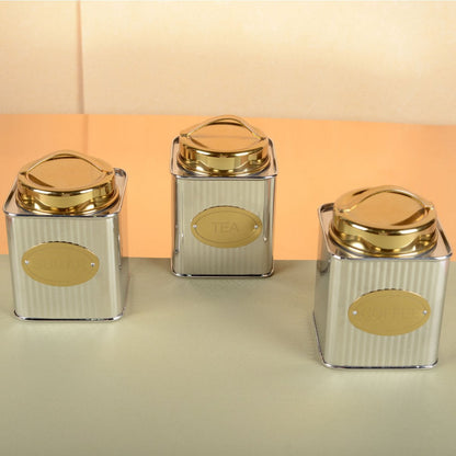 Theedoos goud roestvrij staal 10x10x10 cm